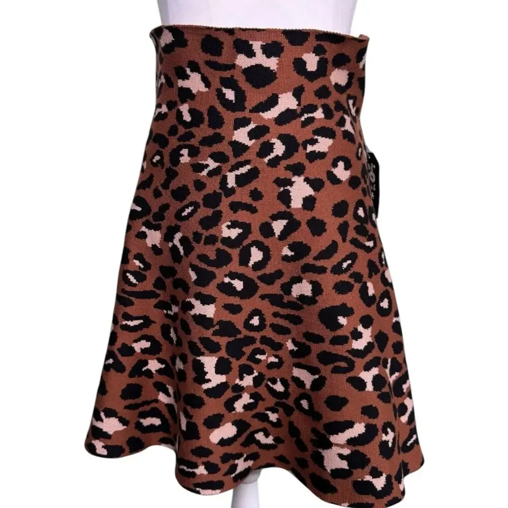 Classic Concepts Leopard Print A-Line Skirt Size Large NWT